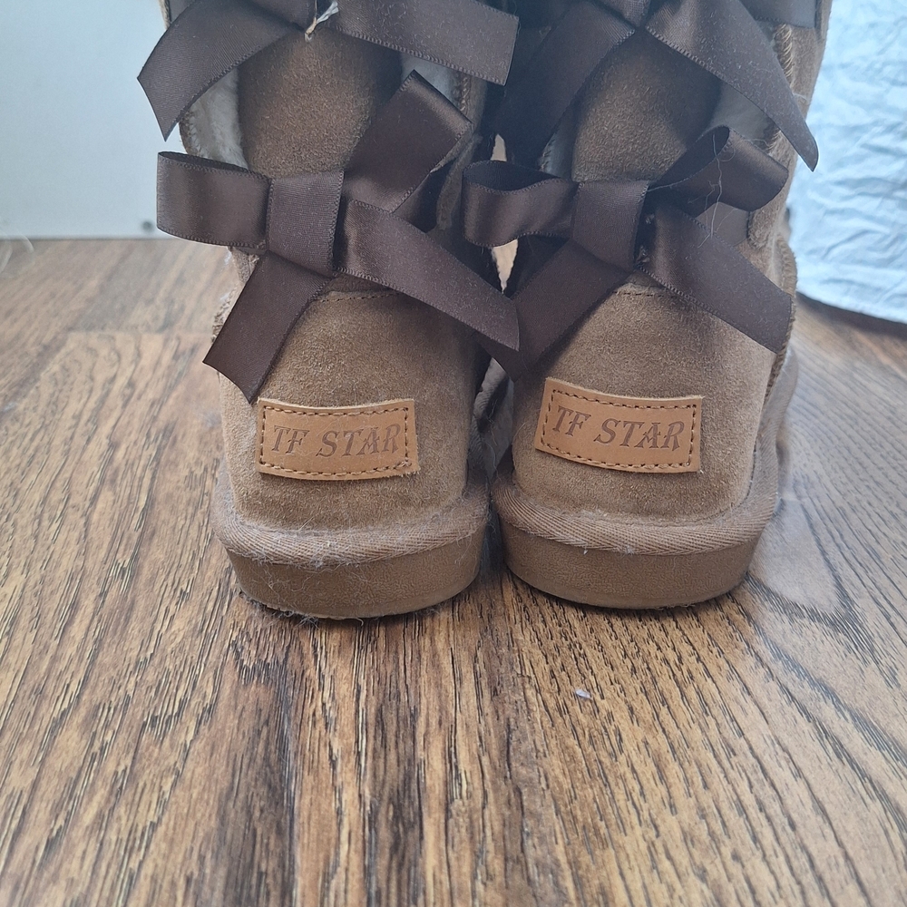 Brown TF STAR Boots with Ribbon Detail